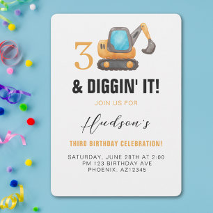 Invitation 3 et Diggin’ It Thème de construction 3ème anniv
