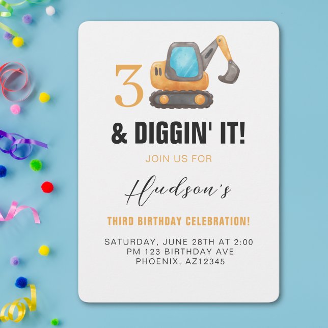 Invitation 3 et Diggin’ It | Thème de construction 3ème anniv (Créateur téléchargé)