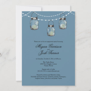 Invitation 3 Hanging Mason Jars - Partie d'engagement