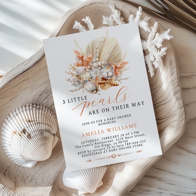 Invitation 3 Little Pearls are on Their Way Baby Shower (Créateur téléchargé)