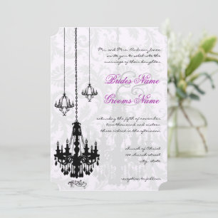 Invitation 3 lustres noirs Mariage damassé victorienne