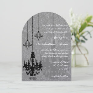 Invitation 3 lustres noirs Ombre Argent Métal Damas