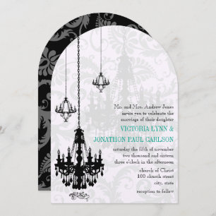 Invitation 3 lustres noirs Shadow Mariage damassé