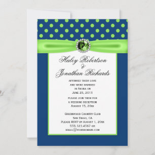 Invitation #3 Mariage des Pois de Navy Blue et Lime Green