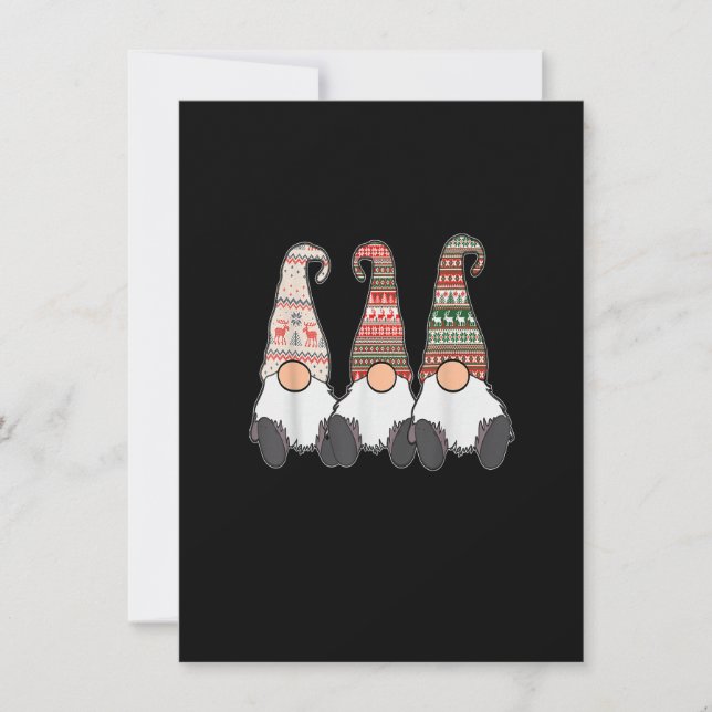 Invitation 3 Nordic Gnomes Winter Christmas Swedish Tomte Cut (Devant)