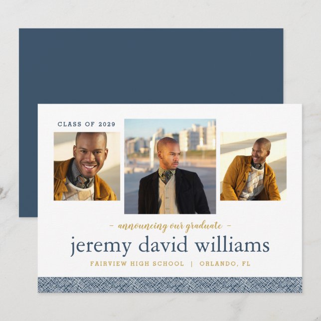 Invitation 3 Photo Graduation Announcement (Devant / Derrière)