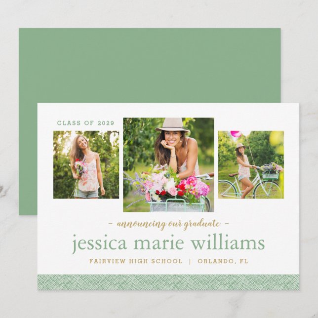 Invitation 3 Photo Graduation Announcement (Devant / Derrière)