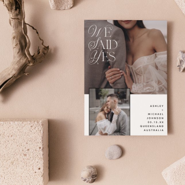 Invitation 3 Photo Nous Avons Dit Oui Recouvrement Blanc Seul (We Eloped! You're Invited to Celebrate With Us at Our Reception. 🥂💕)