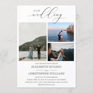 Invitation 3 Photographie Personnalisée Script Lettré À La Ma