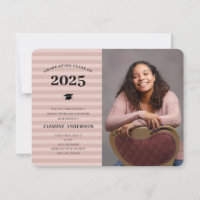 3 Photos Moderne Rose Gold Stripes Graduation Part