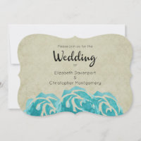 3 Roses Turquoises d'aquarelle sur Tan Mariage dam
