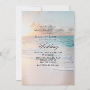Invitation *~* 3 - Sunrise Pastel Beach Sunset Mariage