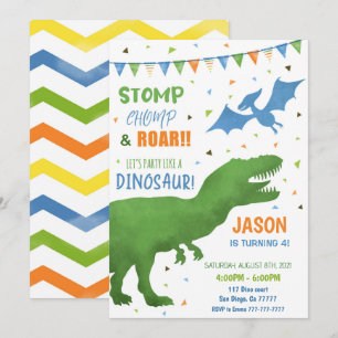 Invitation 3e anniversaire Dinosaur