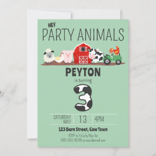 Invitation 3e anniversaire fête Animaux ferme Anniversaire