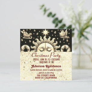 Invitation 3e Noël doré Soleil de Noël doré