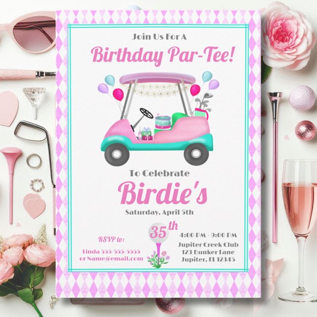 Invitation 3Élégant chariot de golf pour femmes 35e anniversa (Créateur téléchargé)