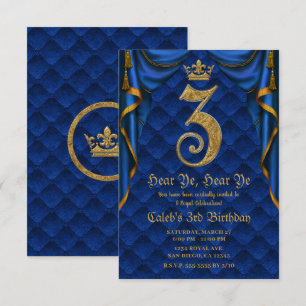 Invitation 3ème 3 TROIS Fête d'anniversaire Couronne Royale B