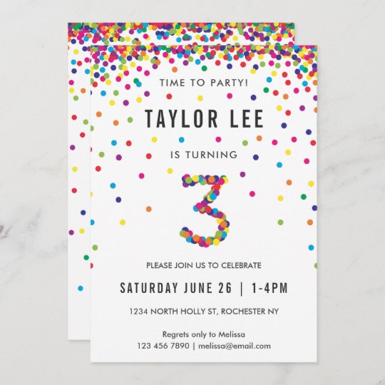 Invitation 3eme Fete D Anniversaire D Arc En Ciel Troisieme Zazzle Fr