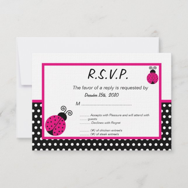 Invitation 3x5 Black Spring Time Lady Bug RSVP (Devant)
