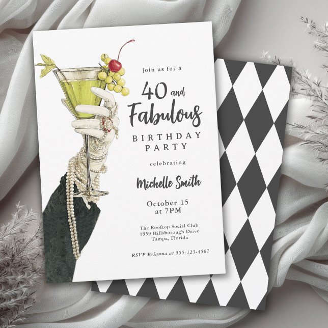 Invitation 40 and Fabulous Milestone Adult Birthday Party (Available in both printed and instant download digital formats.)
