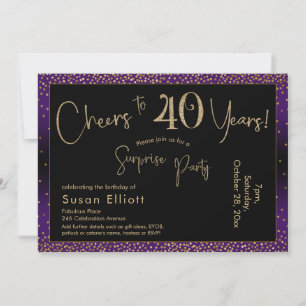 Invitation 40 ans d'anniversaire surprenant, violet