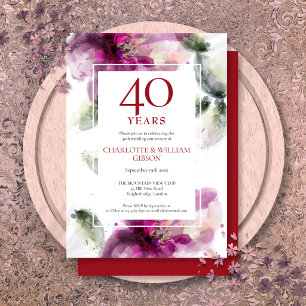 Invitation 40 ans de mariage chic Fleurs de lys florales 