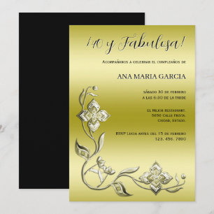Invitation ¡40 ans et Fabuleuse ! Anniversaire Élégant Avec P
