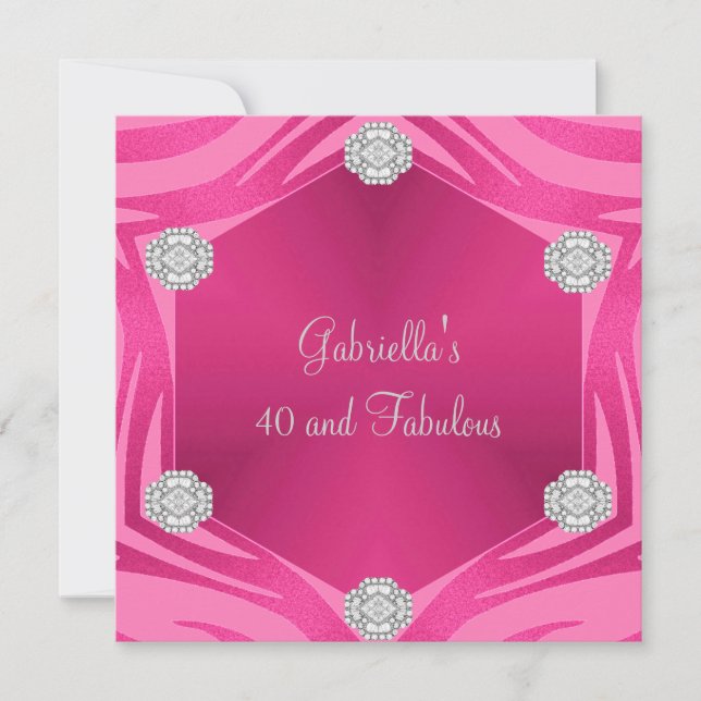 Invitation 40 ans et Fabuleux Bijou d'Anniversaire Rose Exoti (Devant)