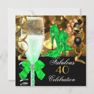 Invitation 40 ans et fabuleux Fête d'anniversaire vert citron