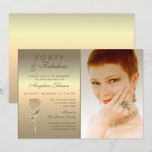 Invitation 40 ans et Fabuleux , Photo de Rose Fleur Or Glamou
