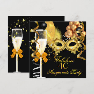 Invitation 40 ans et Fabuleux Soirée Masquée Or Noir