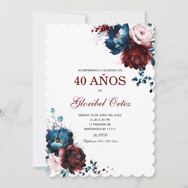 Invitation 40 Ans Femme Invitation (Devant)
