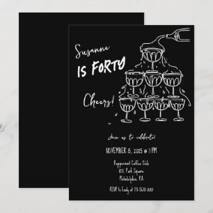 Invitation 40 ans Fs Anniversaire Champagne tour funky