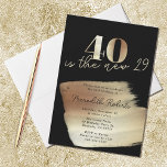 Invitation 40 est la nouvelle 29 Gold Black 40th Birthday Par<br><div class="desc">40 est la Nouvelle 29 Or sur Black 40th Birthday Party Invitation... Notre or accrocheur sur l'invitation de la fête du 40e anniversaire noir comprend le numéro 40 superposé avec fausse feuille d'or métallique suivie par "est le nouveau 29" en coordination de l'encre d'or. Vous trouverez ci-dessous votre texte d'invitation...</div>
