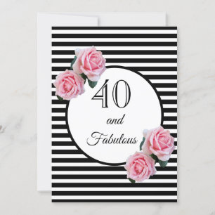 Invitation 40 et fabuleuse fête d'anniversaire glam noir blan
