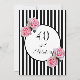 Invitation 40 et fabuleuse fête d'anniversaire glam noir blan