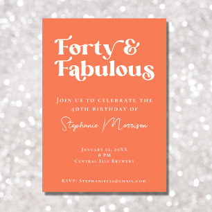 Invitation 40 et fabuleux Apricot Audacieux Typographie Anniv