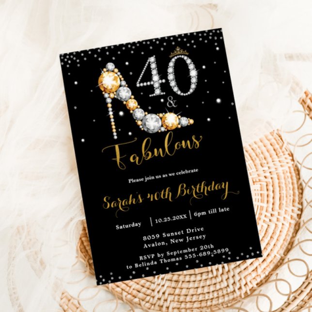 Invitation 40 et fabuleux diamants talons hauts 40e anniversa (Créateur téléchargé)