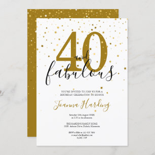 Invitation 40 et fabuleux Elegant Gold et Noir Anniversaire
