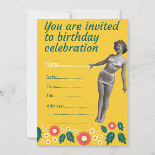 Invitation 40 et fabuleux Elegant vintage anniversaire fleuri