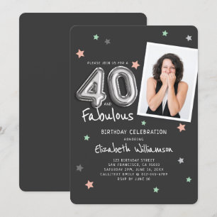 Invitation 40 et fabuleux Foil Balloon Stars Photo Anniversai