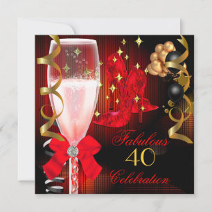 Invitation 40 et fabuleux Noir Rouge Chaussures Anniversaire