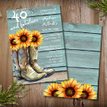 Invitation 40 Et Fabuleux Pays Rustique Tournesol Occidental<br><div class="desc">Ce design rustique présente des bottes de cowgirl remplies de tournesols aquarelles. Personnalisé en éditant le texte dans les zones de texte pour vos invitations à 40 et fabuleuses invitations à la fête du 40e anniversaire #quarante #40e #fête #invitations aux fêtes #invitations #invitations à l'anniversaire #pays #vie de campagne #cowgirl...</div>