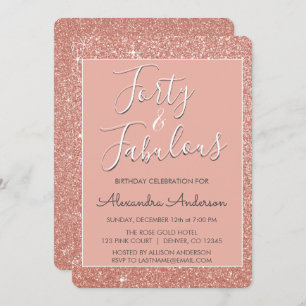 Invitation 40 et fabuleux Rose Gold Blush Parties scintillant