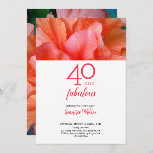 Invitation 40 et Fabulous Pink Orange Flower Photo Anniversai