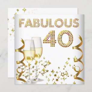 Invitation 40 Fabuleux Champagne d'or 40e fête d'anniversaire