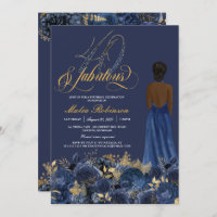 40 & Fabuleux Elegant Sapphire Formal Birthday Inv