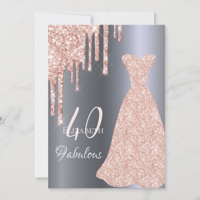 Invitation 40 fabuleux robe d'anniversaire parties scintillan (Devant)