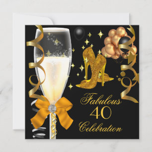 Invitation 40 & Fabulous Gold Black Chaussures d'anniversaire
