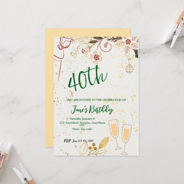 Invitation 40e anniversaire (Devant/Arrière en situation)